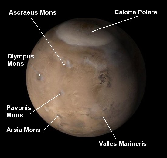[Foto: Fotomosaico globale di Marte: calotta polare Nord]