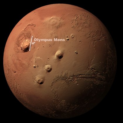 [Foto: Monte Olympus - localizzazione sul globo di Marte]